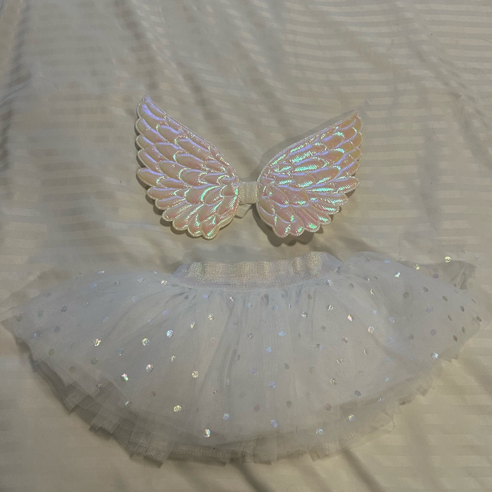Iridescent Wing and White Tutu Set